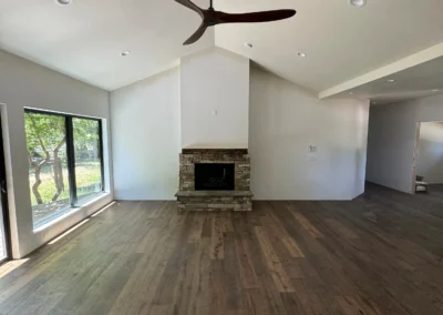 Fireplace view in the grand room vaulted ceilings - Mountain View Custom Home Builders S&T Construction Company Buena Vista Colorado