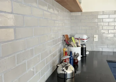 Natural colored tile backsplash in kitchen - Home remodel contractor S&T Construction Company Buena Vista Colorado